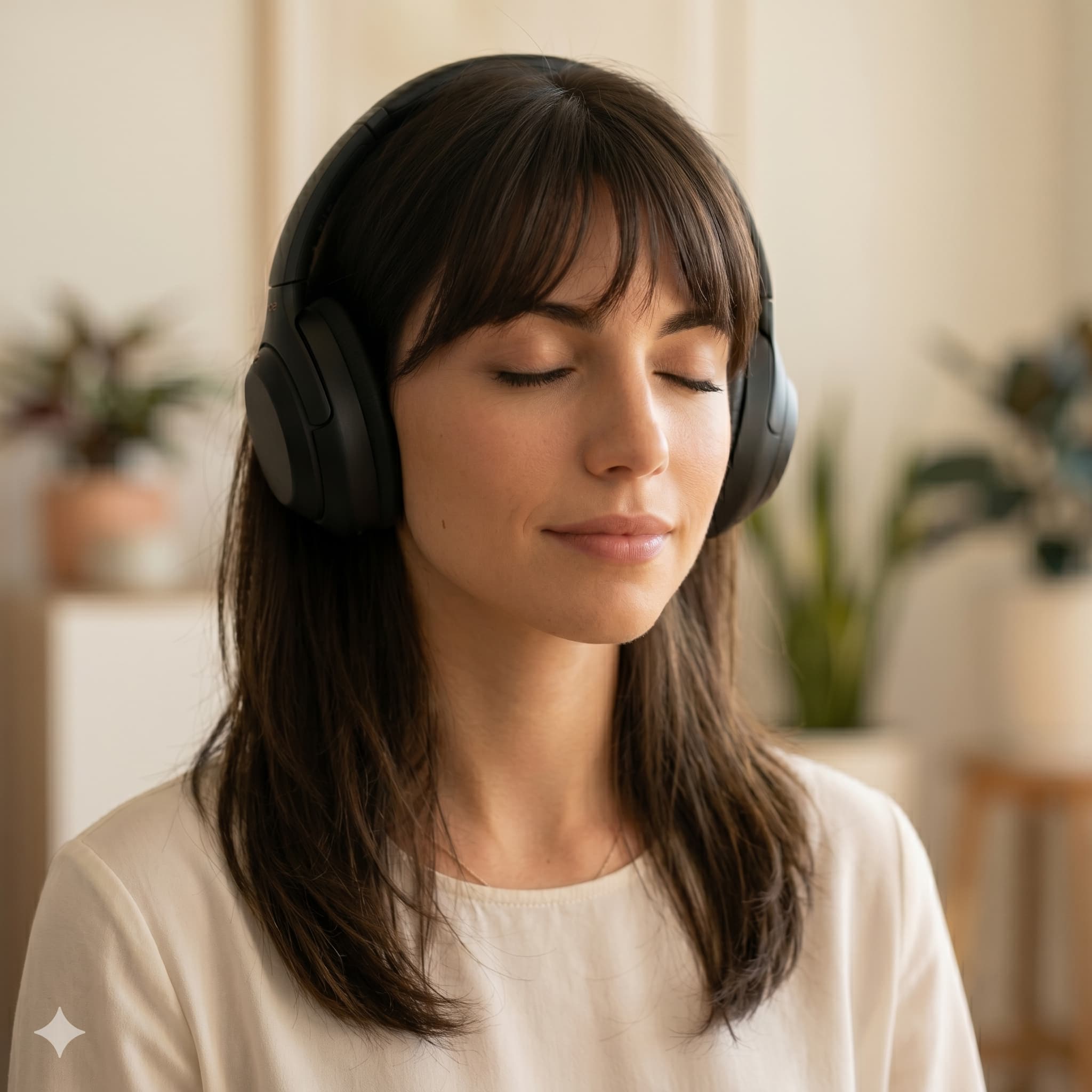 Woman listening with headphones